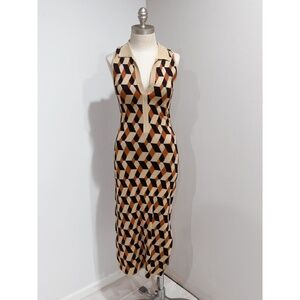 House of Harlow 1960 3D Geometric Print Sleeveless Knit Midi Dress Size XS
